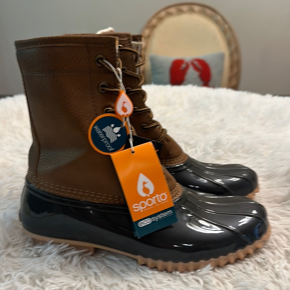 NEW Sporto Dakota Lace up rubber duck boot’s waterproof women size 8